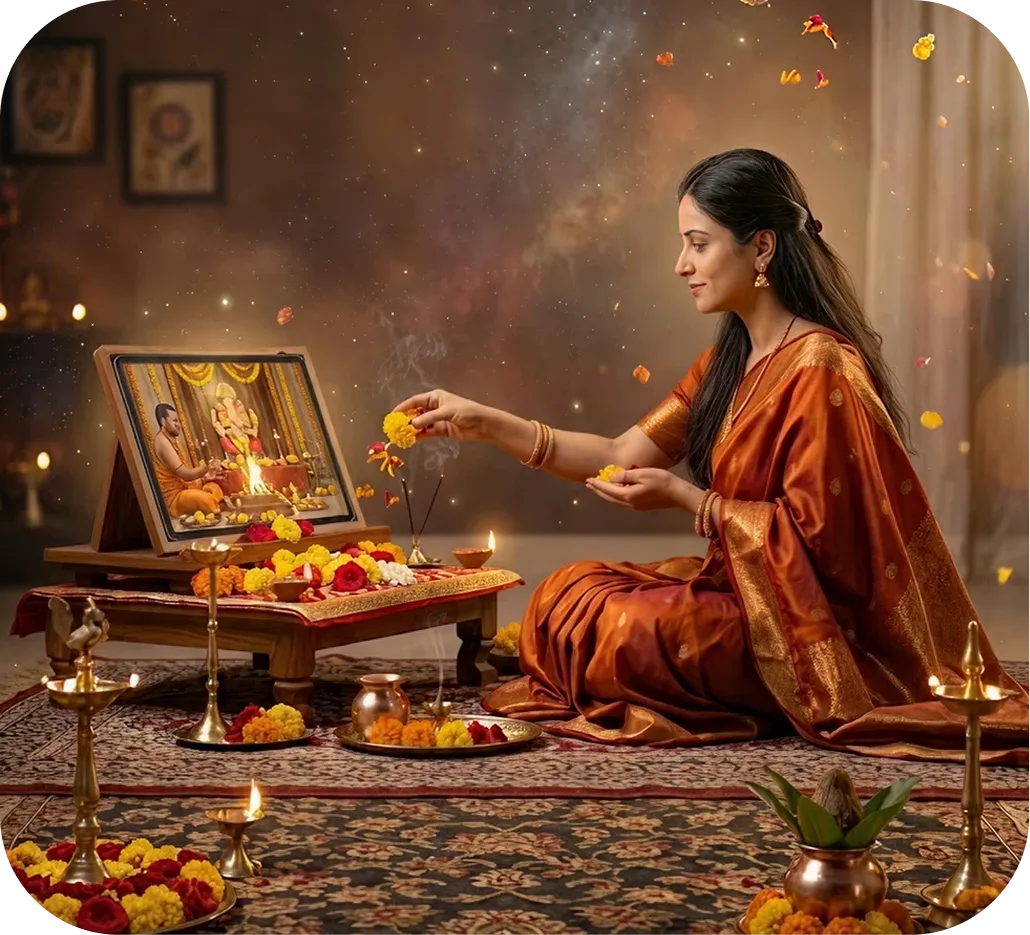 Pandit performing online puja